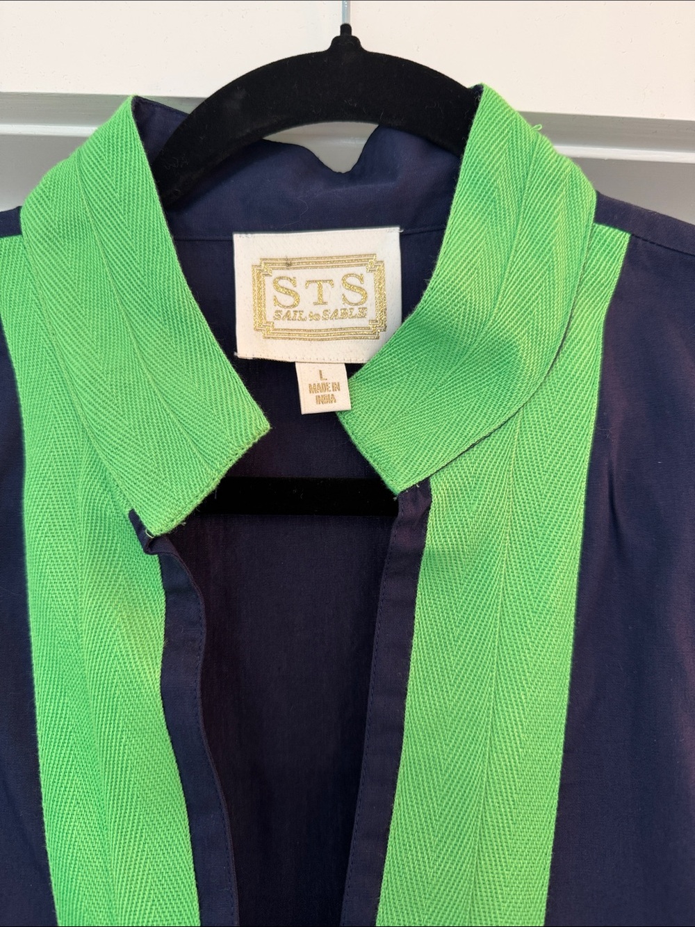 Sail to Sable Navy Tunic Dress with Lime Trim - Picture 2 of 4